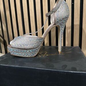 Colin Stuart Blue and Brown High Heel Sandals